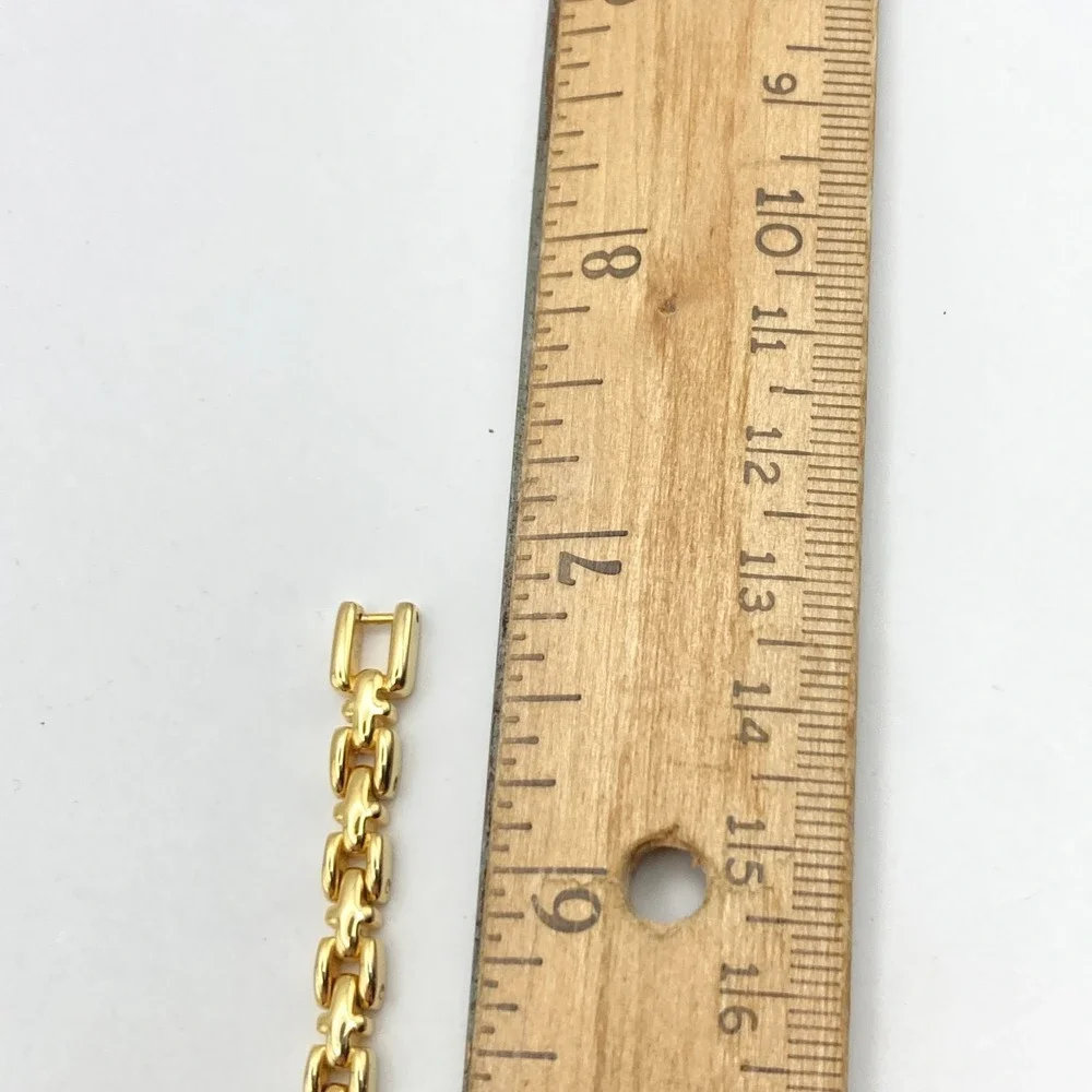Lei Women's Watch Tennis Bracelet Gold Tone 23mm Crystals New Battery SMALL 6